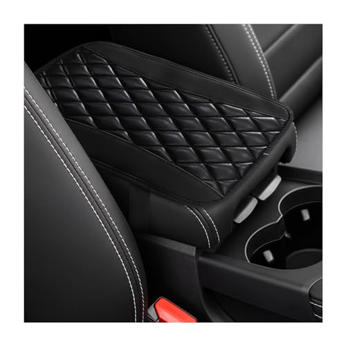 Car Center Console Cushion Pad, Universal Leather Waterproof Armrest Seat Box Cover, Comfortable Auto Armrest Cover Protector, Car Interior Decor Accessories for Most Vehicles (Black) - color: Black