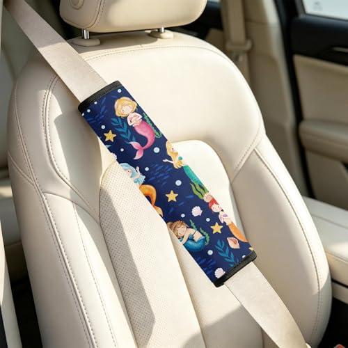 2 Pcs Seat Belt Cover for Kids, Mermaid Car Seat Strap Pads for Children, Soft Car Seat Belt Cushion Pads for Girls Women Babies Adults - color: Mermaid