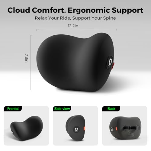 BEBAS Memory Foam Car Headrest Pillow - Breathable Neck Support Pillow for Driving, Universal Fit Cars/SUVs/Tesla/Toyota & Office Chair, Removable Cover (Black, 4-Season) - color: Black
