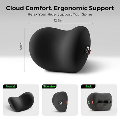 BEBAS Memory Foam Car Headrest Pillow - Breathable Neck Support Pillow for Driving, Universal Fit Cars/SUVs/Tesla/Toyota & Office Chair, Removable Cover (Black, 4-Season) - color: Black