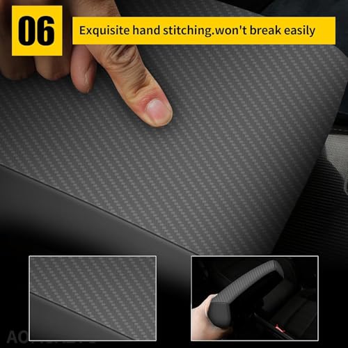 AOMSAZTO Armrest Covers for 2015-2019 Hyundai Sonata Carbon Fiber - color: black-3