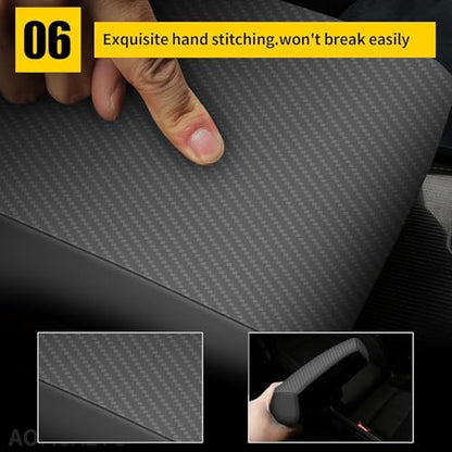 AOMSAZTO Armrest Covers for 2015-2019 Hyundai Sonata Carbon Fiber - color: black-3
