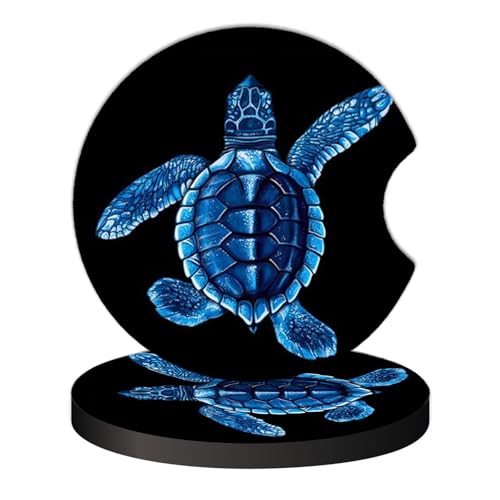 2 Pcs Car Cup Coasters, Sea Turtle Universal Non-Slip Rubber Car Coasters for Cup Holders 2.75 inch, Car Interior Accessories for Women - color: Sea Turtle