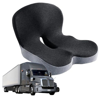 Memory Foam Seat Cushion for Truck Drivers Car Seat & Office Chairs Ergonomic Chair Cushion for Back Pain, Sciatica & Tailbone Relief – Non-Slip Cover, Long Sitting Support & Driving (Gray)