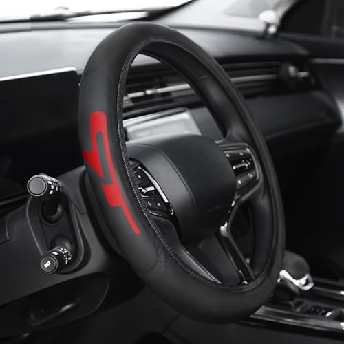 Premium Leather Steering Wheel Cover Compatible with Kia K3 Forte Cerato 2021-2024 GT, Universal Fit 14-15 Inch, Breathable, Comfortable Grip, Lightweight, Easy Install Accessory - color: Red GT