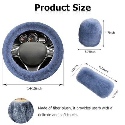 Fluffy Steering Wheel Cover, Winter Warm, Suitable for Most Car Steering Wheels in The 14-15 Inch Range (Gray, 3PCS) - color: Gray, size: 3PCS
