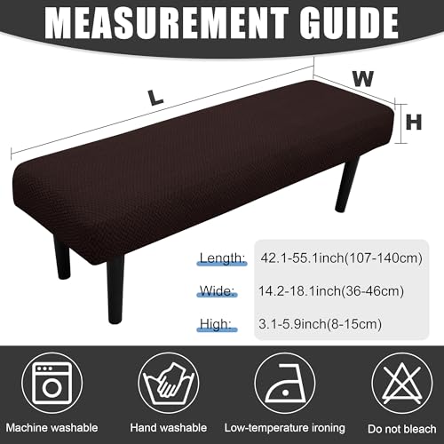 Stretch Bench Seat Cover, Reusable Slipcover for Dining Room & Bedroom, Removable Washable Rectangular Bench Covers, Elastic Fit for Home Furniture (Twill Coffee) - color: Twill Coffee