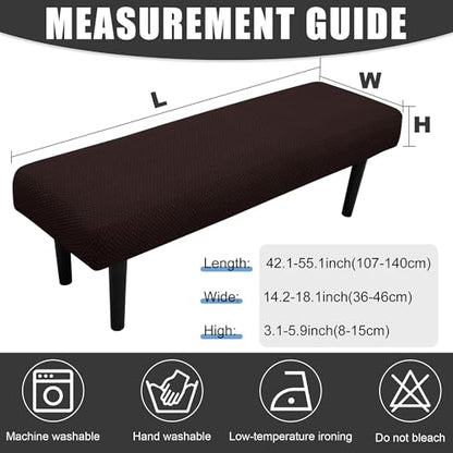 Stretch Bench Seat Cover, Reusable Slipcover for Dining Room & Bedroom, Removable Washable Rectangular Bench Covers, Elastic Fit for Home Furniture (Twill Coffee) - color: Twill Coffee
