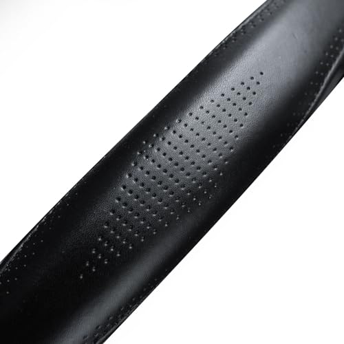 Top Grade Black Genuine Leather Steering Wheel Cover Men Women, Luxury Steering Wheel Cover for Cars, SUVS and Trucks，Universal 14.5-15 inch
