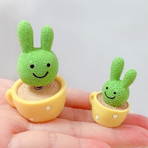 4 PCS Mini Shaking Head Cactus Potted Car Ornaments for Women Spring Dashboard Decor for Car Monitor Kraft Paper Box Packaging - color: Green