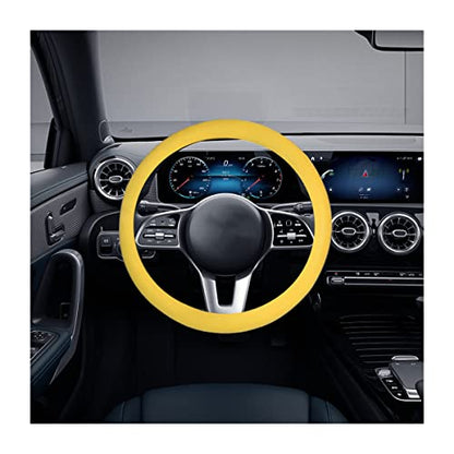 Car Silicone Steering Wheel Cover, Soft Anti-Slip Auto Steering Wheel Protector Fit 14 Inch, Universal Vehicle Interior Accessories for Cars, SUVs, Trucks, and Vans (Yellow) - style: Yellow