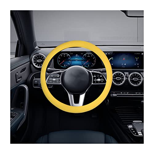 Car Silicone Steering Wheel Cover, Soft Anti-Slip Auto Steering Wheel Protector Fit 14 Inch, Universal Vehicle Interior Accessories for Cars, SUVs, Trucks, and Vans (Yellow) - style: Yellow