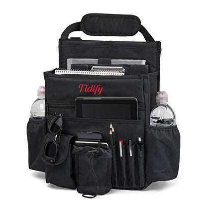 Car Front Seat Organizer [2025 UPDATED] with Dedicated Tablet and Laptop Storage Stabilizing Side Straps Soft Adjustable Shoulder Strap and Hardened Buckles Your Office Away from Office.