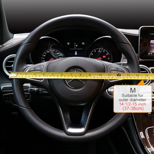 Breathable Steering Wheel Cover Microfiber Leather with Center Mark Design Universal Medium Size 14 1/2-15 Inch Gray and Black - color: Black and Gray Up, size: M (14.5"-15")