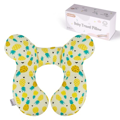 KAKIBLIN Baby Travel Pillow, Upgraded Baby Neck Pillows for Car Seat, Infant Neck Support Pillow for Head and Neck,Newborn Head Support for Car Seat,Pushchair - color: Pineapple