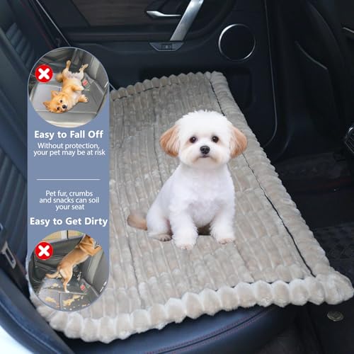 Dog Car Seat Waterproof Bed Cover Non-Slip Car Back Seat Soft and Comfortabl Pet Bed Mat Car Blanket for Travel Backseat Extender Seat Covers Dog Bed for Cars Trucks and SUVs (Brown Cover 23.6” x 51”) - color: Waterproof Brown Cover