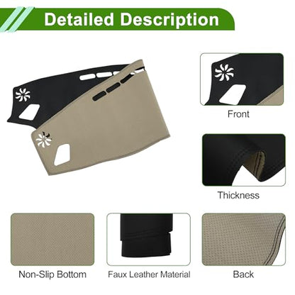 Faux Leather Dashboard Cover for Kia Optima 2016-2020 Dashboard Mat Anti-Slip Sun UV Heat Shield Protection Black 1 Pc