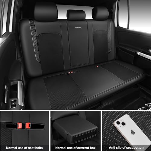 CAR PASS Faux Leather High Back Seat Covers Full Set, Sporty Waterproof Automotive Seat Covers, Anti Slip Airbag Compatible Universal Fit for Most Sedans Trucks Vans Suvs, All Black - color: Solid Black Full Set
