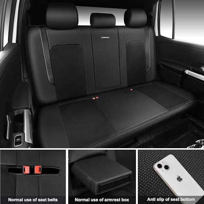 CAR PASS Faux Leather High Back Seat Covers Full Set, Sporty Waterproof Automotive Seat Covers, Anti Slip Airbag Compatible Universal Fit for Most Sedans Trucks Vans Suvs, All Black - color: Solid Black Full Set