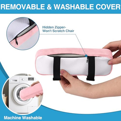 Smiry Ergonomic Office Chair Armrest Pads, Memory Foam Arm Rest Covers, Non-Slip Armrest Cushion with Adjustable Buckles and Straps, Elbow Relief for Desk, Gaming & Wheelchair (Blush Pink, Set of 2) - color: Blush Pink