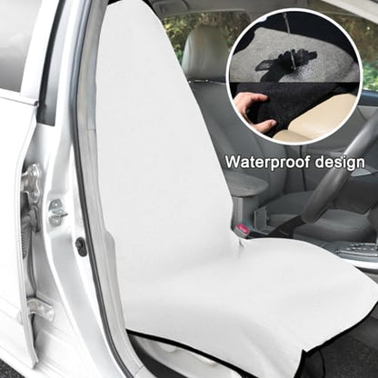 Waterproof Car Towel Seat Cover, Sweating Non-Slip Premium Towel Carseat Cover Protector, Universal Soft Machine Washable Car Truck SUV Front Seat Cover for Gym Workout Beach Hiking (White) - color: White, 1pc, Front