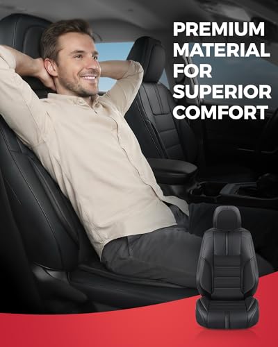 FREESOO Universal Full Seat Covers, Waterproof Faux Leather Automotive Seat Covers with Carbon Fiber Texture Seat Belt Pads, Anti-Slip Airbag Compatible Car Seat Covers for Cars SUVs Trucks - color: Black, size: Full Set - 5 Seats