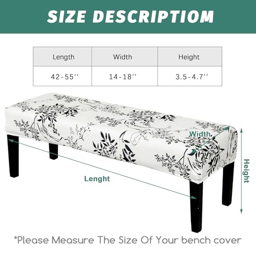 FUANGUI Floral Bench Cover,Stretch Dining Bench Cover for bedrooms, Living Rooms, Kitchens, Protector Chair Bench Piano Bench Seat Covers Stool Slipcover Removable, Washable - 01 - color: 01