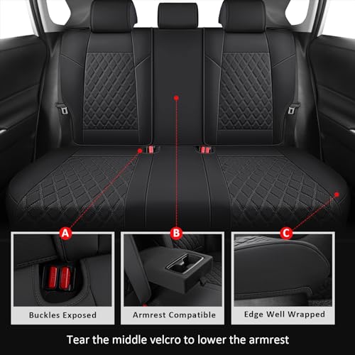 Rav4 Seat Covers Full Set,Waterproof Car Seat Covers Faux Leather Seat Covers Compatible with 2019-2025 Toyota RAV4 Hybrid LE XLE Limited Automotive Seat Cover Car Accessories - color: Black, size: 2019-2025 RAV4 Hybrid(Non XSE&2022-2025 SE Hybrid)