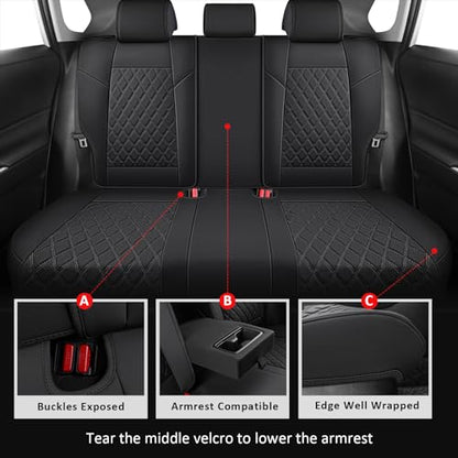 Rav4 Seat Covers Full Set,Waterproof Car Seat Covers Faux Leather Seat Covers Compatible with 2019-2025 Toyota RAV4 Hybrid LE XLE Limited Automotive Seat Cover Car Accessories - color: Black, size: 2019-2025 RAV4 Hybrid(Non XSE&2022-2025 SE Hybrid)