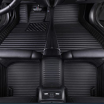 Custom Waterproof Leather Car Floor Mats Fit for Most Car SUV Truck & Sportscar All Weather Protection Vehicles (Black Stripe) - color: Black Stripe