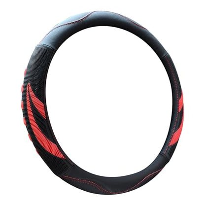 Alusbell Microfiber Leather Steering Wheel Cover Breathable Auto Car Steering Wheel Cover for Women and Men Universal 15 Inches Red - color: Red