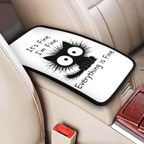 Car Handrail Box Cushion Soft Comfortable Anti Slip Middle Consoles Protector, Universal for Most Cars Trucks and SUV Fashion Car Interior Accessories Unisex - Fine Cat