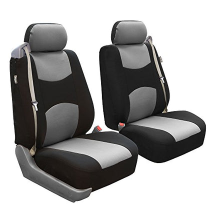 FH Group Front Set Cloth Car Seat Cover for Bucket Seats, Universal Fit, Airbag Compatible, Seat Covers for SUV, Van, Gray - color: Gray, style: Front Set