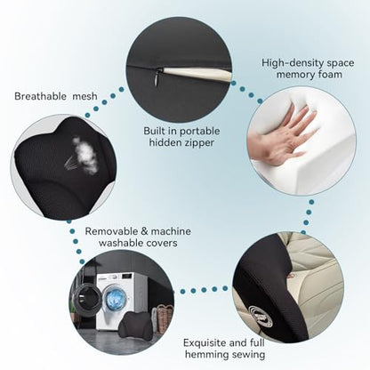SPRFUFLY Really Amazing Lumbar Support Pillow for Car Seat - Pure Memory Foam with Breathable Removable Cover - Relieves Back Pain Lumbar Pillow(Black, 1PC) - color: Backsaver-eight