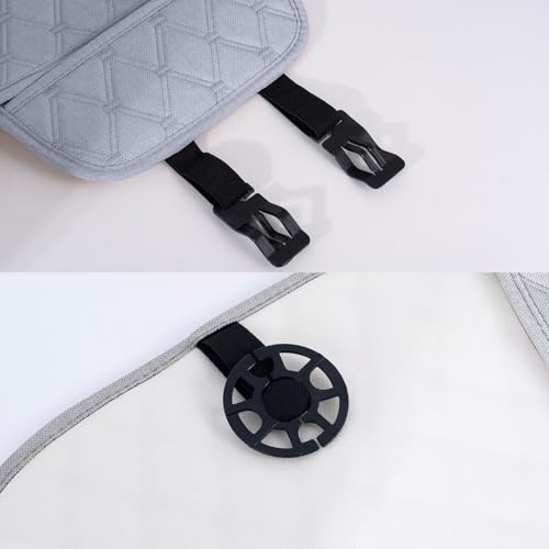 Linen Back Car Seat Cover, Rear Car Seat Cover for Cars Truck SUV, Anti-Slip Breathable Rear Bench Seat Protector Cushion Pad with Storage Pockets for Most Vehicles - Grey 1pc