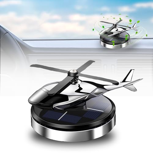Car Air Freshener, Helicopter Solar Energy Rotating Aromatherapy Al Alloy Diffuser,Long-Lasting Fragrance, Interior Decoration Accessories Diffuser for Car and Home（Silver） - color: Silver