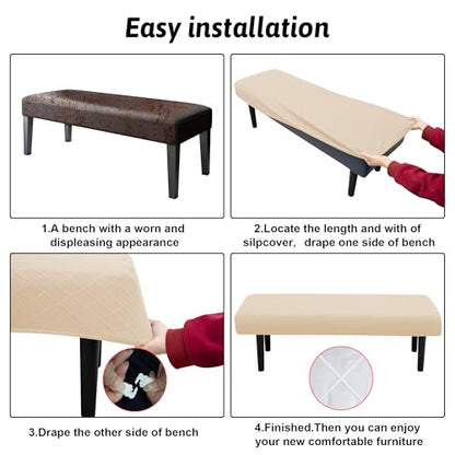 Stretch Bench Covers, Printed Bench Seat Protector, Washable Slipcover, Rectangle Covers for Dining Room, Living Room, Kitchen (Argyle Cream) - color: Argyle Cream