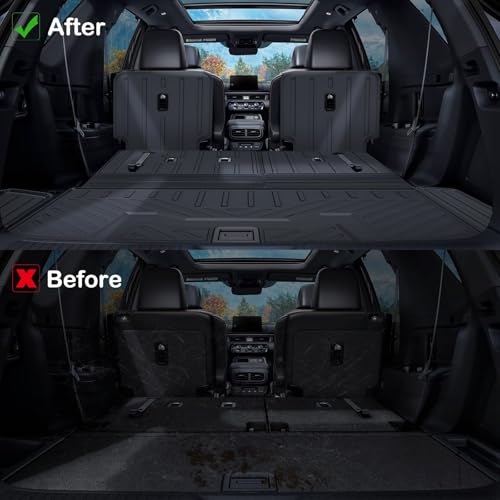 Floor Mats for 2023-2026 Honda Pilot Upgrade Trunk Mat with Backrest Mat All Weather Floor Liners TPE Rubber Cargo Liner Fit for 2026 Honda Pilot Anti-Slip Full Set Automobile Mats Accessories - size: for 2023-2026 Honda Pilot All Mats