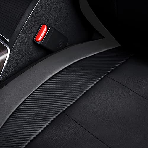 Flying Banner car seat Covers Protects Water Proof Faux Leather Carbon Fiber Front and Rear Bench (Gray Black, Full Set - 9PCS) - color: Gray Black, size: Full Set -- 9PCS