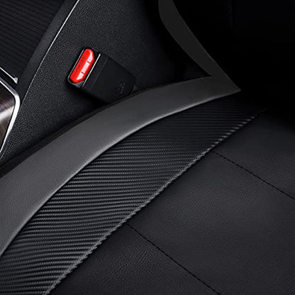 Flying Banner car seat Covers Protects Water Proof Faux Leather Carbon Fiber Front and Rear Bench (Gray Black, Full Set - 9PCS) - color: Gray Black, size: Full Set -- 9PCS