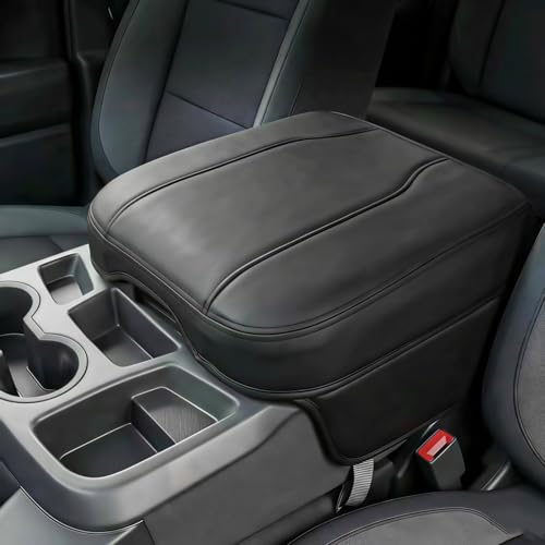Center Console Cover Compatible with 2019-2026 Chevy Silverado & GMC Sierra Accessories, Only fit for 40/20/40 Jump Seat, Leather Middle Console Arm Rest Protective Cover, Anti-Scratch - size: For 2019-2026 jump seat cosnole