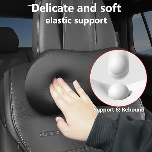 Car Headrest Pillow for Neck Support Memory Foam Car Neck Pillow Universal Fit Head Rest Travel Pillow Car Pillow for Pain Relief While Driving Black 2pc - size: Silky Headrest Black 2pc
