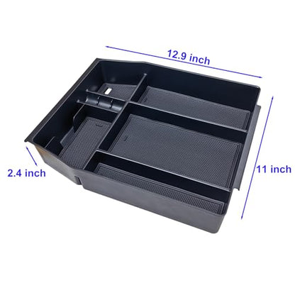 Center Console Organizer Compatible with 2021 2022 2023 2024 Ford F150 Interior Accessories, Armrest Box Insert Storage Tray (Full Console w/Bucket Seats ONLY) Black Trim