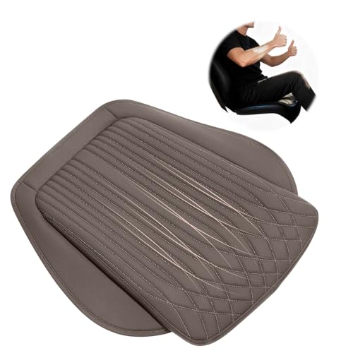 Universal Car Seat Cushion, Nappa Leather Ventilation Hole Breatheable Design for Driver Passenger, All-Season Anti-Slip Bottom Seat Cover,19.49in x 21.26in (1 Pieces/Coffee)