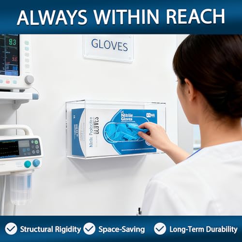 Glove Box Holder Dispenser Acrylic Single Side Loaded Clear Rack Storage Organizer for Medical, Latex - color: Single