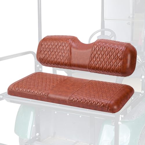 Golf Cart Diamond Rear Seat Covers, Universal, Waterproof PU Leather Replacement, Diamond Quilted Pattern, Fits Club Car Precedent/DS/EZGO RXV/TXT/Yamaha Drive1/2 Rear Seat Cushion (Brown) - color: Brown