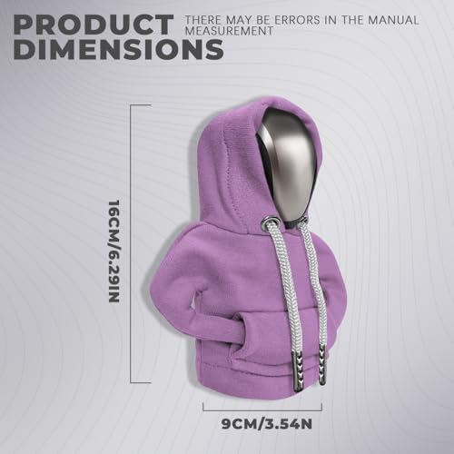Gear Shift Hoodie, Gear Shift Cover, Fashionable Hoodie Automotive Gear Shift Knob Protector, Car Accessories Mini Sweater Gear Shift Knob Cover for Car Gear Shift Levers (Purple)