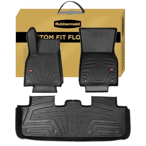 Rubbermaid Floor Mats for Tesla Model Y 2025–2026 Juniper (Not for Standard) | All Weather Rubber Floor Liners Custom Fit Waterproof Heavy Duty Car Mats 1st & 2nd Row Full Set Interior Accessories