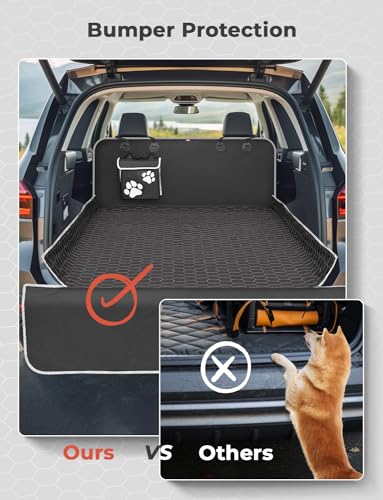 Oasser SUV Cargo Liner for Dogs Large Waterproof Trunk Cover with Detachable Pocket and Bumper Flap Protector, 600D Oxford Cloth, Black, XL (55 x 91 Inch) - size: XL (55 x 91 inch)