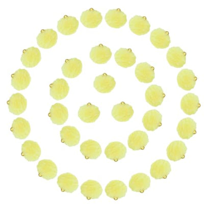 Tupalizy 50PCS Fluffy Pom Poms Charms Soft Fuzzy Faux Fur Puff Ball Pendant for Keychains Bracelets Earrings Jewelry Making Tassels Bags DIY Crafts Party Favors Gifts Accessories - color: Bright Yellow